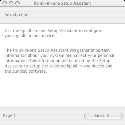 Figure 7-13 hp All-in-One Setup Assistant Introduction Click Next to go to the Select Device dialog box.