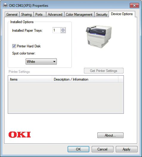 Checking the printer drivers Using Windows XPS printer drivers The color of the Spot Color toner that has been mounted is