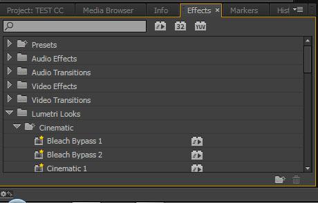 The Effects Panel Drag video and audio effects and transitions from this panel to the
