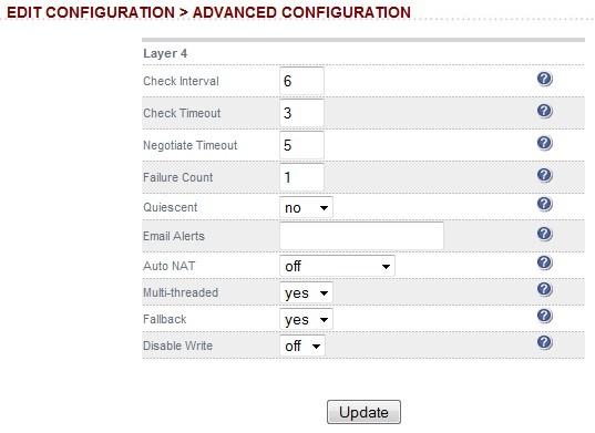 Layer 4 advanced configuration This section allows you to configure the global timeouts and logging options for the load balancer.