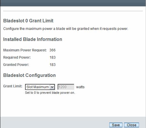 c. In the dialog, modify the Grant Limit value by selecting Custom and specifying a value for the wattage, then click Save.