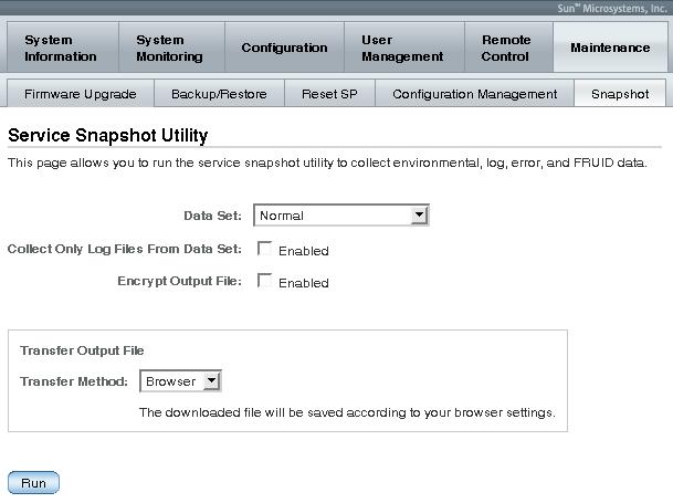 Caution The purpose of the ILOM Service Snapshot utility is to collect data for use by Oracle Services personnel to diagnose system problems.