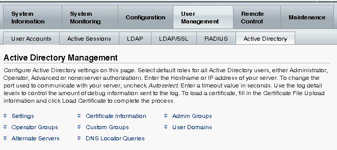 User Management --> Active Directory 14 Oracle