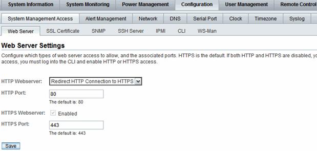 Note The serial port sharing setting by default is Service Processor. 4. Click Save for the changes to take effect.