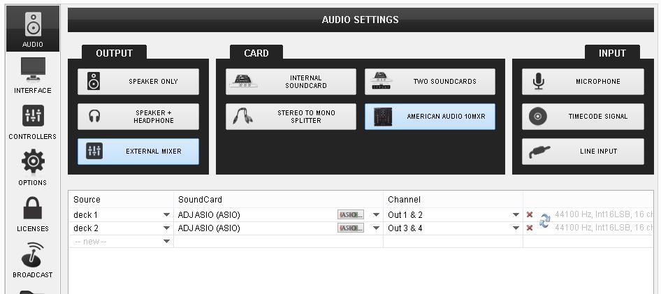Advanced Setup AUDIO Setup The Audio configuration is pre-defined and offered in the Audio tab of Settings as a special button in the CARD tab.