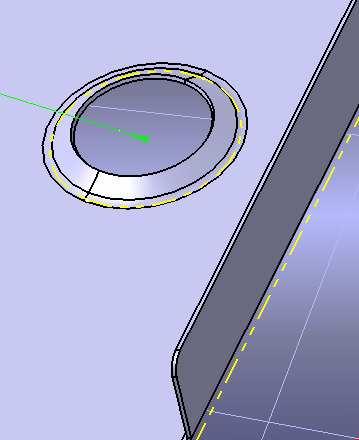 Step 8: Create an Expert Check In this step, we verify that the clearance distance between the flanged hole and the surface Flange is respected, the calculation being based on the