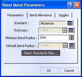 In the Parameters tab, click Sheet Standard Files button Select