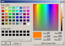 Colour Panels Select Colour Panels from the Window menu: Click on the large New Colour button to display the following : You can either select a colour by clicking in one of the boxes under the