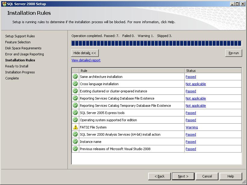 Figure 30 Installation Rules dialog box Click Next to enter