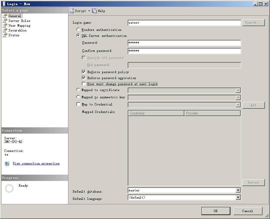 The Add a login user dialog box appears, as shown in Figure 44 (page 42). Figure 44 Add a login user Set the login name, click SQL Server authentication, and set the password.