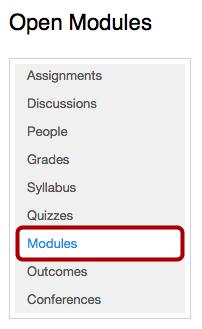 View the Modules Page: Modules are the