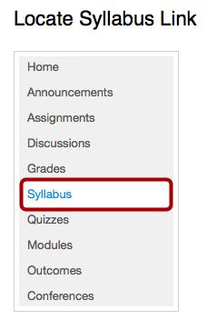 View the Course Syllabus: The syllabus is a public page (you do not have to login to