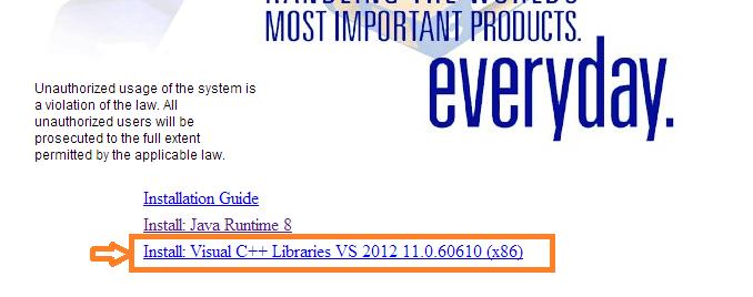 Install: Visual C++ Libraries VS 2012 (x86) near the