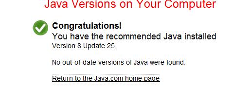 If the next screen is as follows: You don t need to update JAVA and you can proceed to