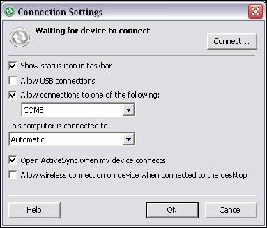 Using Bluetooth 4-19 Figure 4-21 ActiveSync Connection Settings Window on PC To establish an ActiveSync connection: 1. Ensure the MC75 is discoverable and connectable.