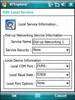See the following sections for information on the available services. Dial-Up Networking Service Dial-up Networking allows other Bluetooth devices to access a dial-up modem.