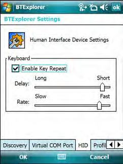 4-32 MC75 User Guide HID Tab Use the HID tab to select The Human Interface Device Profile programming interface defines the protocols and procedures to be used to implement HID capabilities.