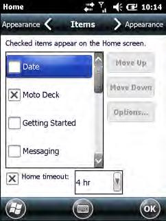 Figure C-6 Home Screen Settings Deselect the Windows Default checkbox and select any of the