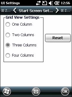 C - 22 MC75 User Guide Figure C-22 Start Screen Settings Tab 3. Select the number of columns. 4. Tap OK.