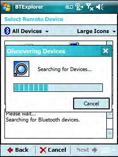 Using Bluetooth 4-7 Send or Exchange Objects Associate Serial Port. NOTE If a device discovery action has not been previously performed, a device discovery is automatically initiated.
