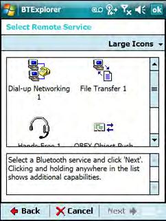 4-8 MC75 User Guide Figure 4-7 Device Services NOTE If the MC75 discovers a service but the service is not supported, the service icon