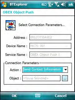 Fetching a Contact To fetch a contact from another device: NOTE Prior to sending and receiving contacts, a default contact must be set up before attempting to send a contact. 1.