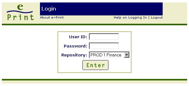 Logging Into e~print 1. Key in your Banner User ID and password. 2.