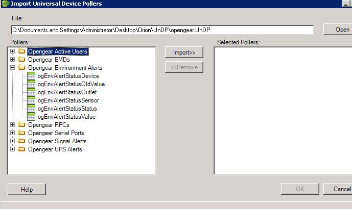 Select the desired Pollers and click Import. 5 Opengear Inc.