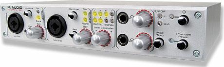 1 M-Audio Firewire 410 External firewire solution with 8 channel analog outputs 192kHz /24Bit ¼ 2 front +2 rear analog inputs 96kHz/24Bit switchable ¼ Variable gain control for the front inputs 2