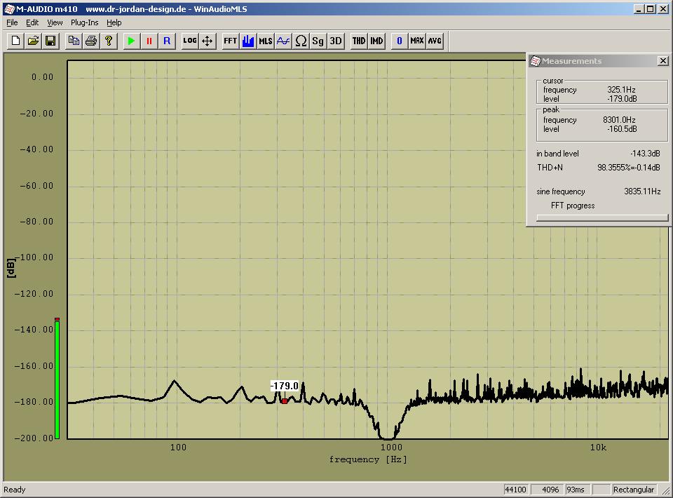 1.5.3 Analysis with 1kHz digital notch filter This filter removes the main frequency and allows to precisely analyse the residual signal for high-precision THD+N analyis.