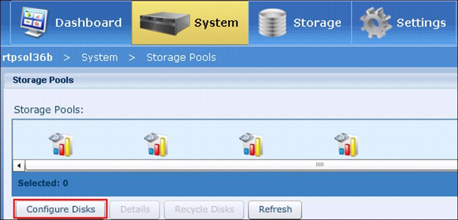 To add a new spare drive to the hot spare pool, complete the following steps: 1. Log in to Unisphere as an administrator. 2. Select System > Storage Pools.