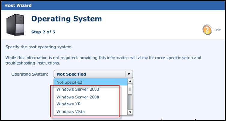 Note For Microsoft SharePoint deployments, Windows versions are listed. Figure 11. Operating System page 6. Click Next. The Network Address page appears. 7.