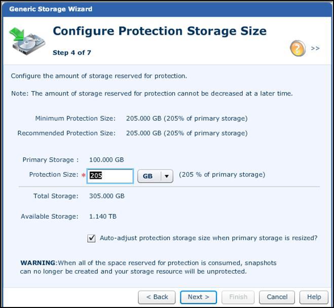 SharePoint Data Replication Using VNXe Figure 46. Configure Protection Storage Size page 10. Click Next. The Configure Host Access page appears. 11. Specify the host access details: a.