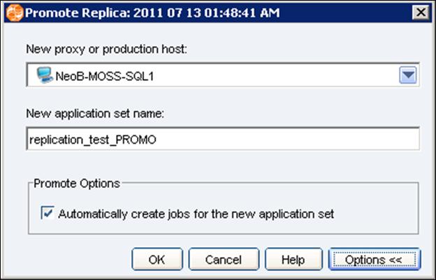 SharePoint Data Replication Using VNXe Figure 66. Promote Replica dialog box 3. Click OK. SharePoint disaster recovery Due to a disaster, the production farm environment becomes unavailable.