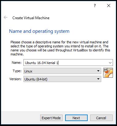 Enter a name for the VM image and select the appropriate Type and Version.