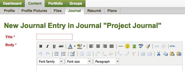 You can add to a web page a single journal entry, the latest journal entries, or the whole journal.