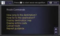 f Say one of the options for a list of available commands by category (e.g., d Route commands ).