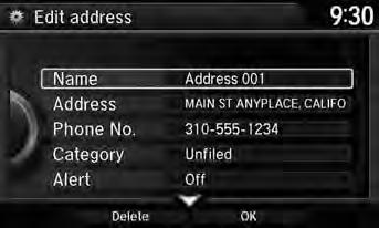 Personal Information Address Book The following items are available: Current Position: Select your current location. Address: Enter an address on the character input screen when prompted. 2 Address P.