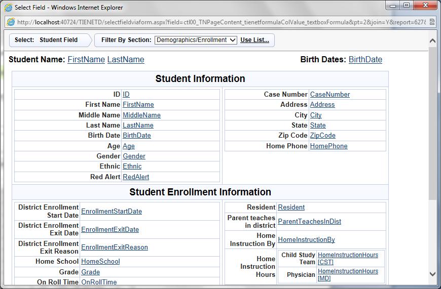 Step 17: This popup screen allows you to find a field based on your familiarity with profile forms.
