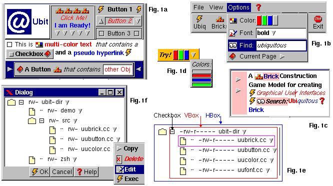 A Brick Construction Game Model for Creating Graphical User Interfaces: The Ubit Toolkit 3 (for instance: Gtk (Mattis, 1998, Fresco (Linton, 1994, Self/Morphic (Maloney, 1995.