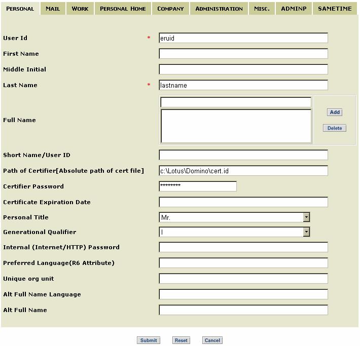 Figure 46: Notes Account form with Minimum attributes