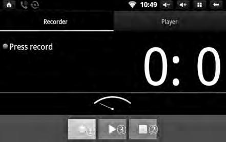 2) Touch Stop (2) button to stop recording and select Finish recording to complete recording