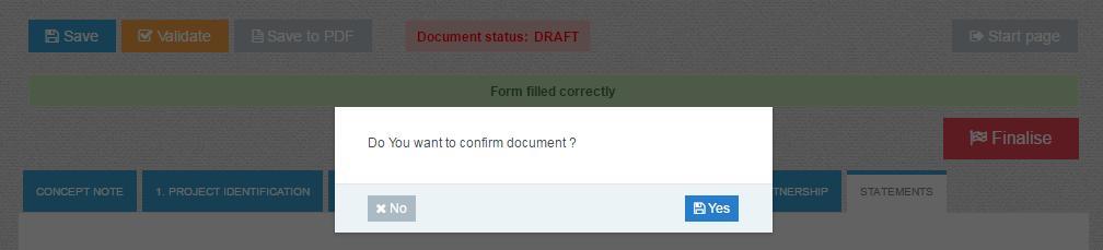 Or you can finalise the draft in order to prepare it for submission within the Call for Proposals.