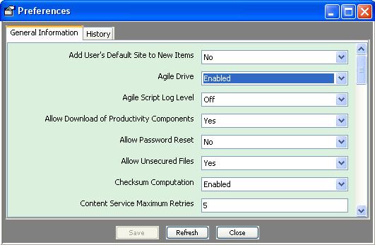 Agile Drive User Guide To enable Agile Drive: 1. In Java Client, go to System > Preferences 2. From Agile Drive drop-down list, select Enabled. By default, Agile Drive is set to Disabled.