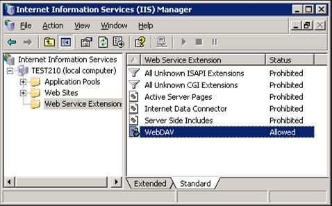 Agile Drive User Guide 3. IIS Support Only IIS 6.0 & 7.0 are supported. Make sure that WebDAV Web Service Extension is set to Allowed.