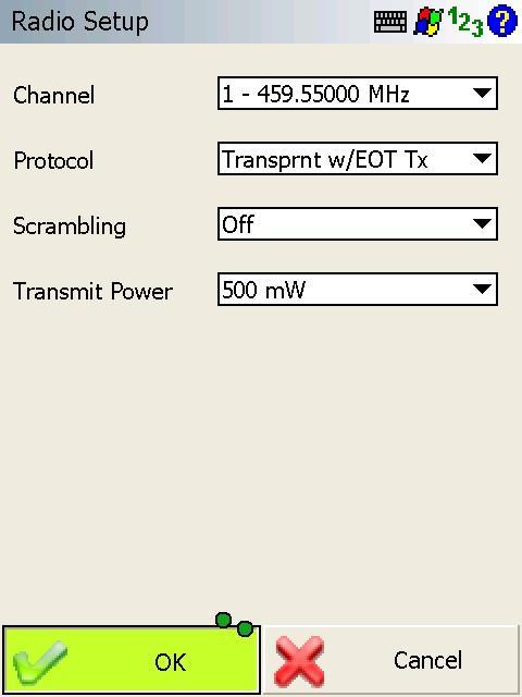 Select a Transmit Power for the internal radio. 500mW gives optimal performance. Select OK.