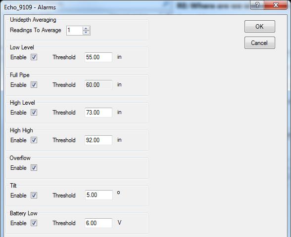 9 Editing the Alarms Device The Alarms device allws the user t enable/disable alarms and define alarm threshlds.