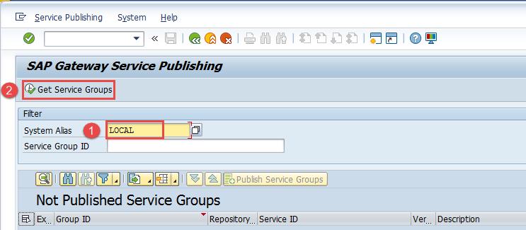 9. Click Get Service Groups button.