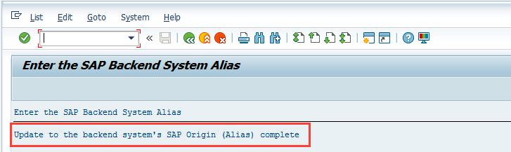 9. Enter the system alias that points to the backend system.
