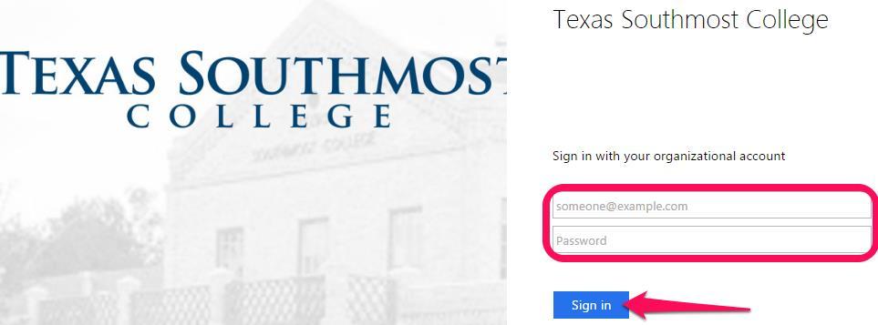 com/ 3. The Texas Southmost College account login page will appear.